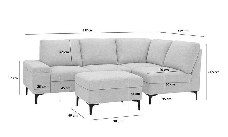 Image 9: Canapé d'angle 4/5 places en tissu chenille avec pouf