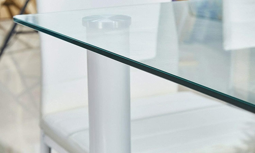 Image 40: Glass Dining Table Set with Chair Options