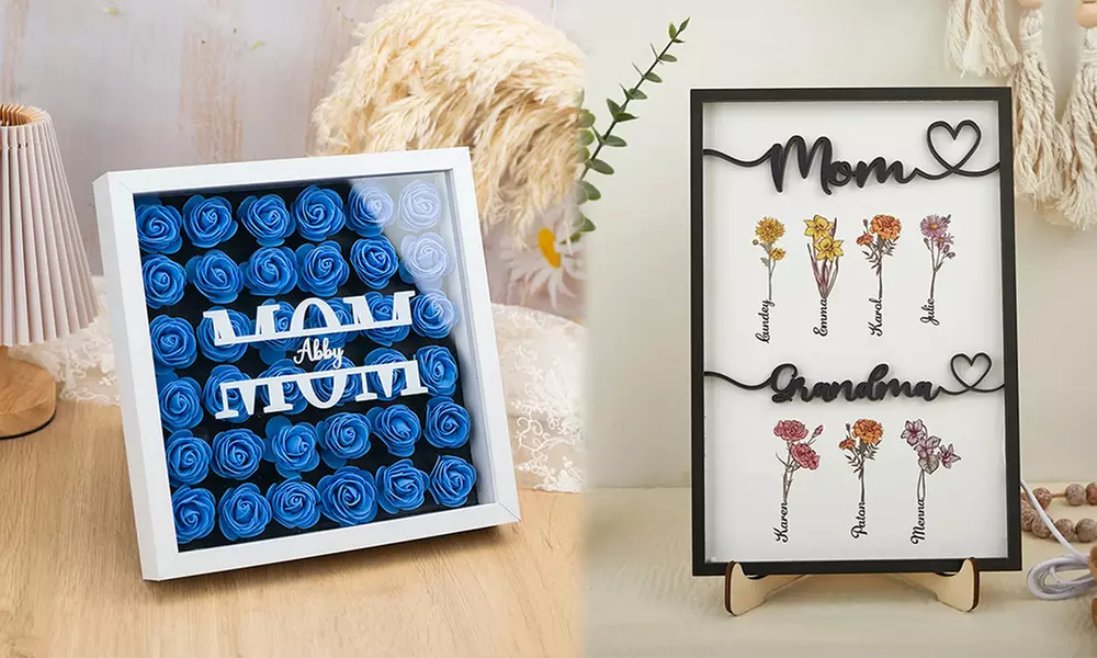 One or Two Personalized Wooden Family Birth Flowers by Justyling