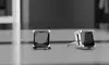 White Gold Plated 6MM Princess Onyx Stud Earrings