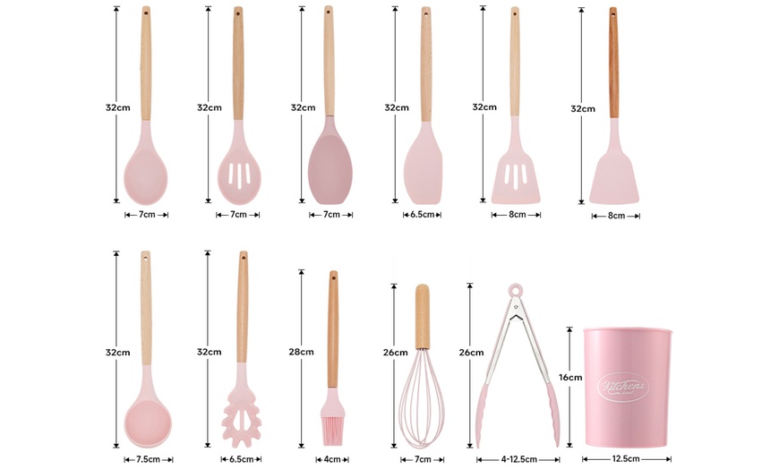 Image 8: Living And Home 11-Piece Silicone Kitchen Utensil Set
