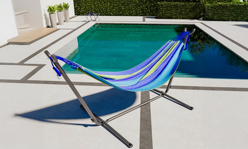 Image 1: Amaca da giardino con supporto in acciaio