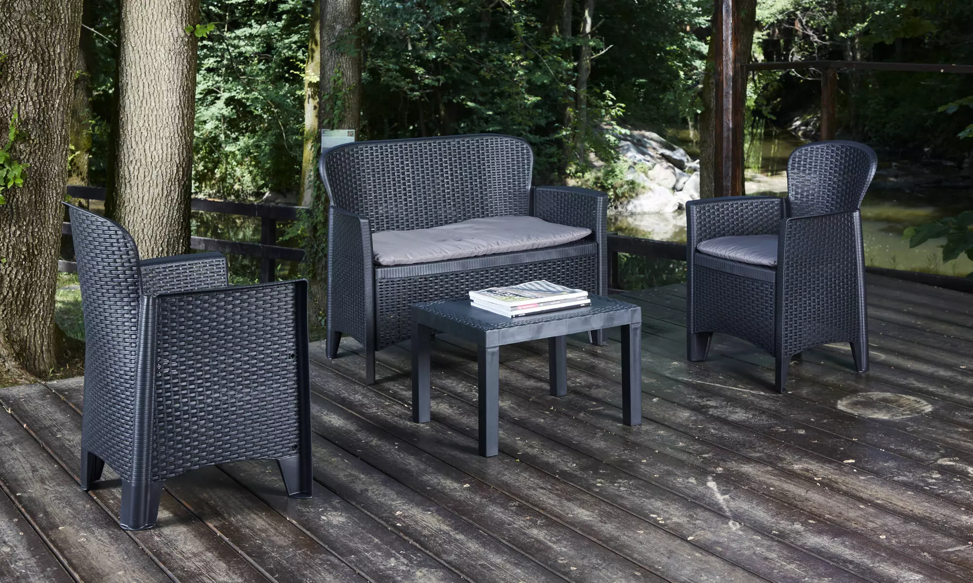 Tuinset met rotan meubels inclusief kussens