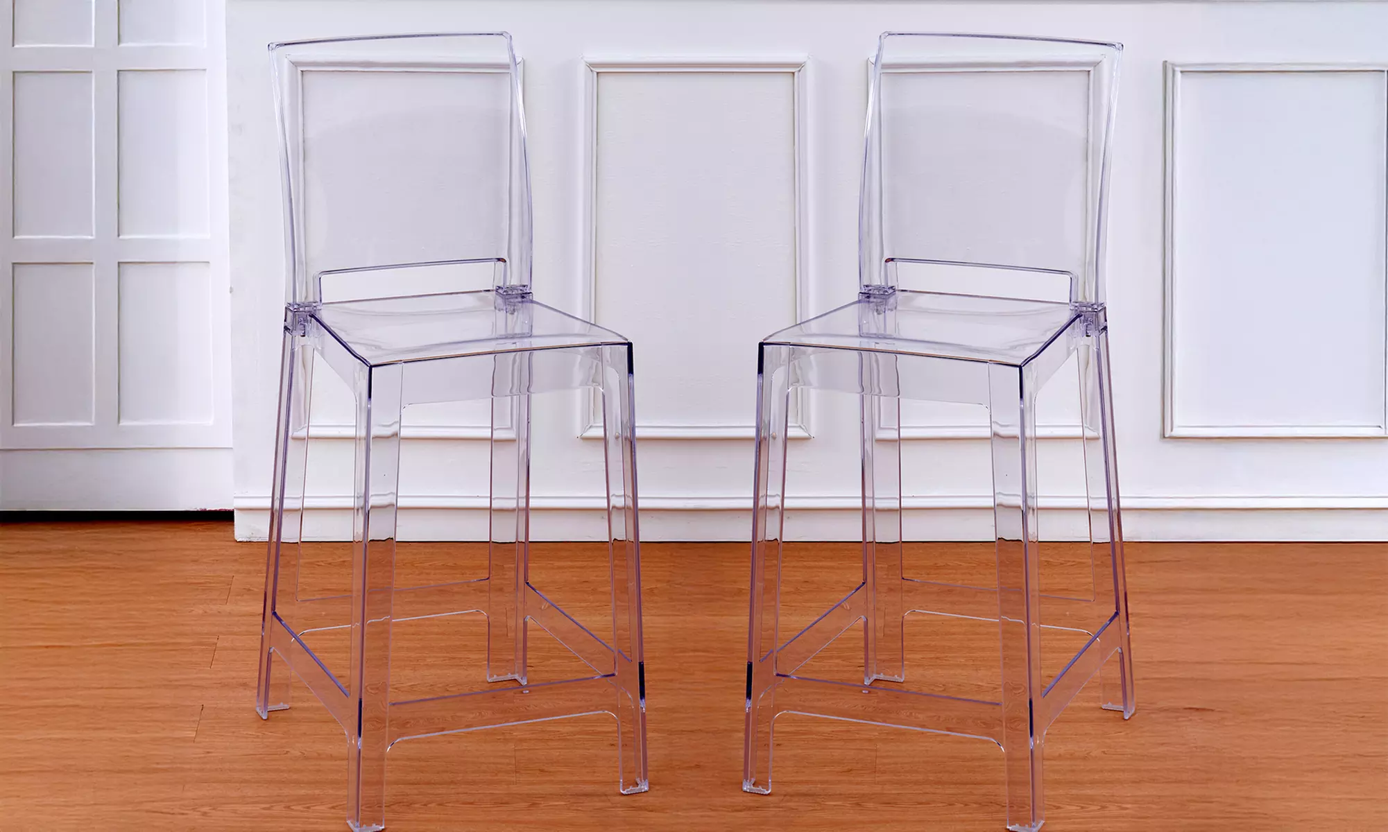 Coppia di sgabelli Aura in policarbonato trasparenti