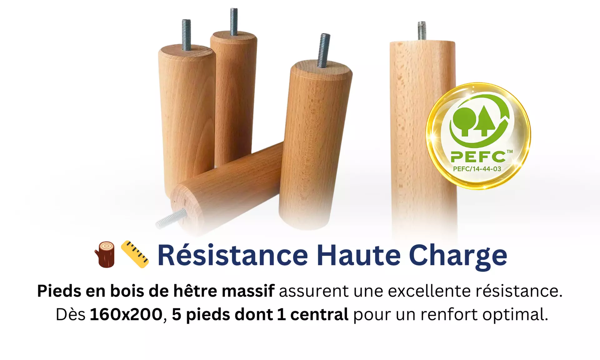 Sommier à latte dynamique, bois massif d'épicéa et de hêtre