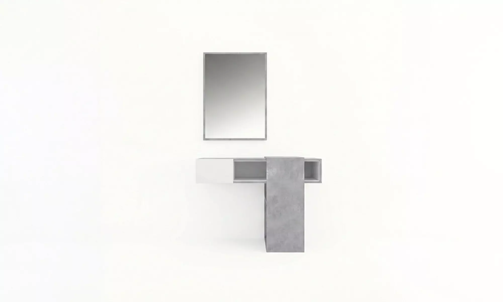 Mobile da ingresso con specchio e contenitore