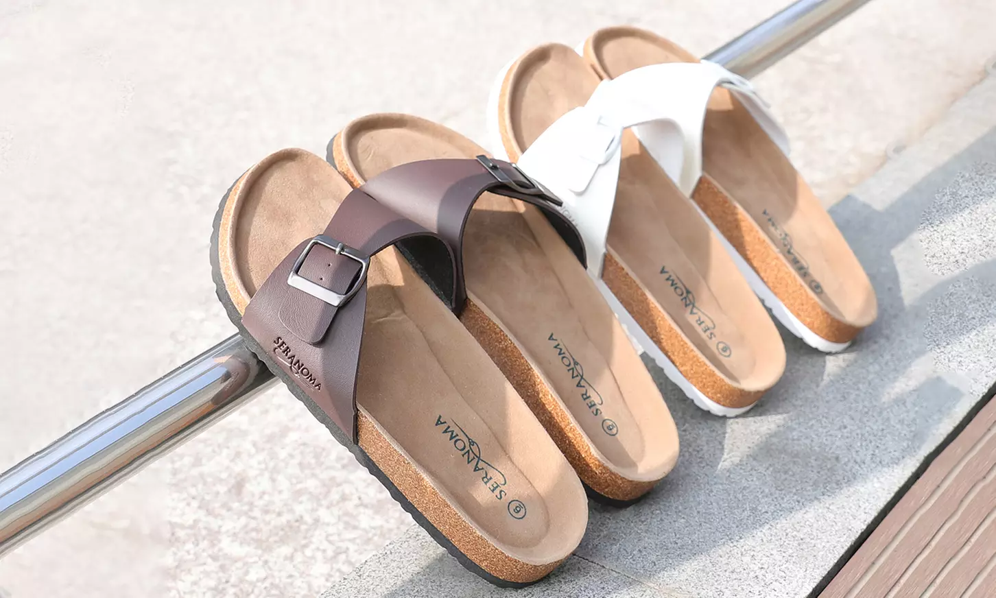 Seranoma Women's Adjustable Buckle Slip-On Cork Sandals - Primary Image