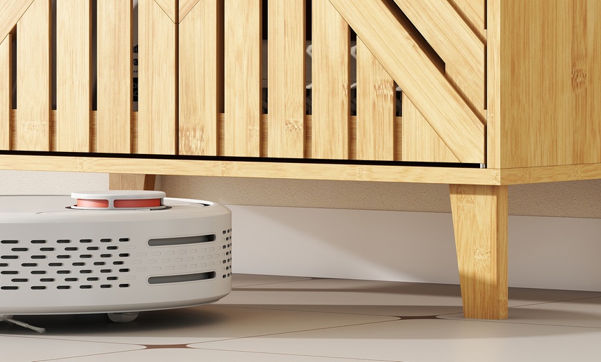 Image 4: Homcom Bamboo Bathroom Under Sink Cabinet with Adjustable Shelf