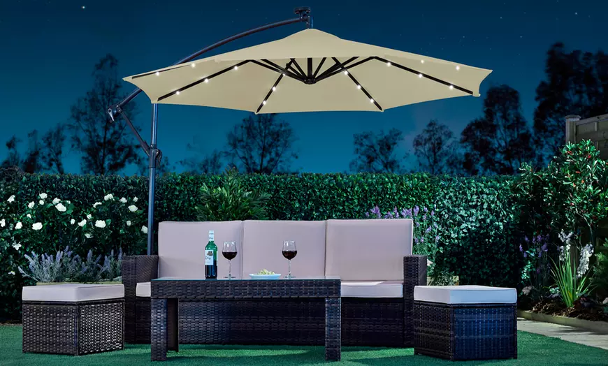 Image 1: Cantilever Parasols - Standard or Solar LED + Optional Base