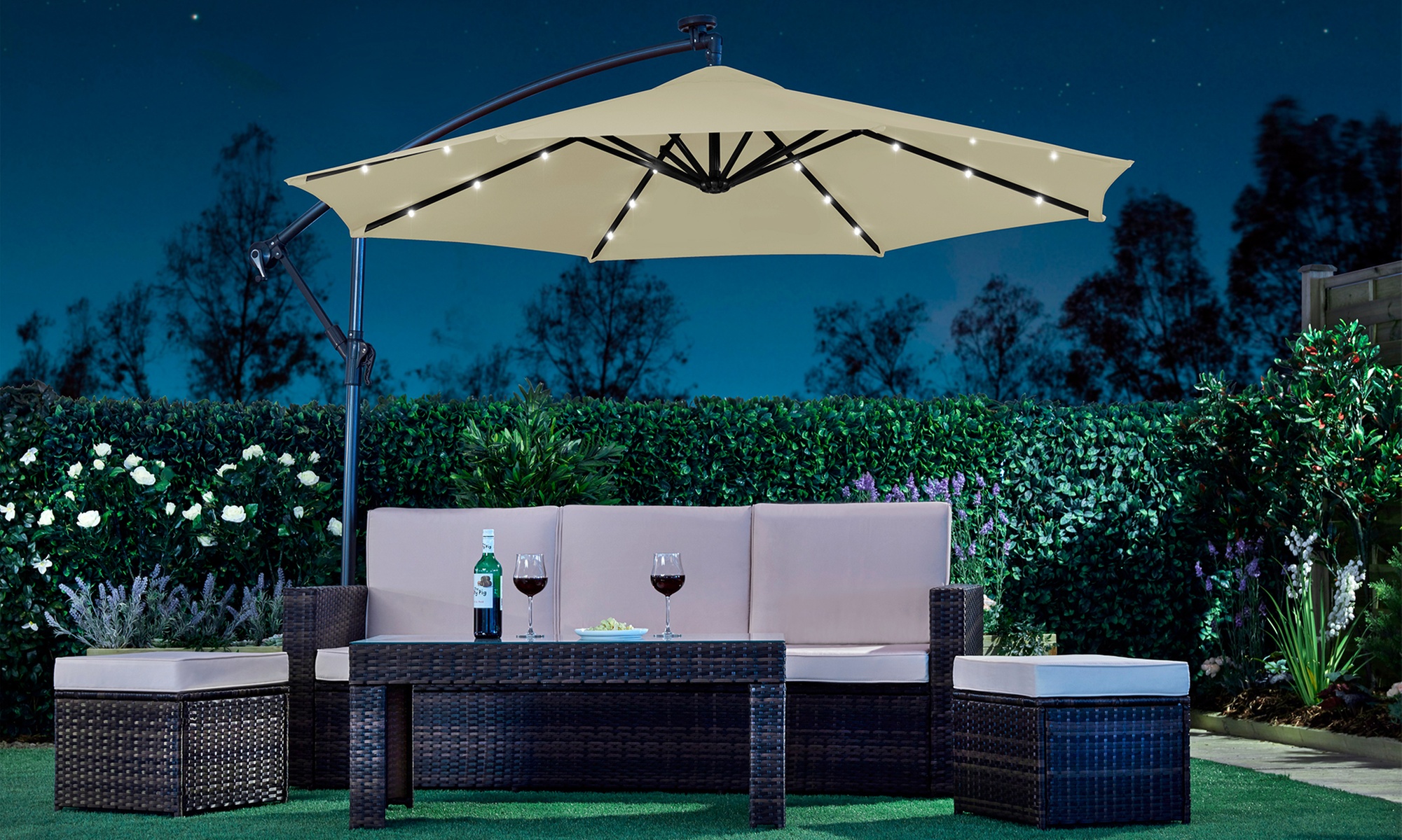 Cantilever Parasols - Standard or Solar LED + Optional Base