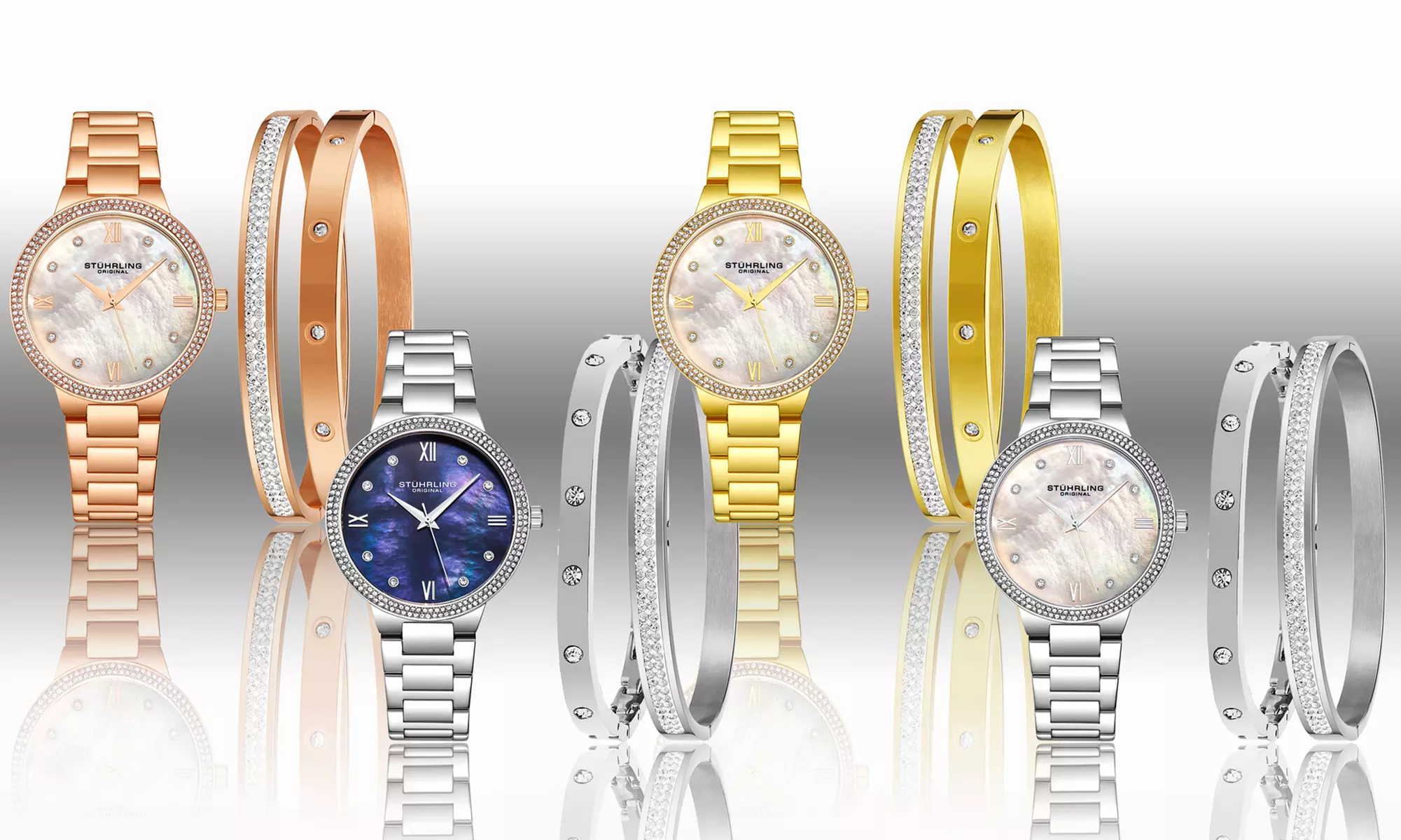 Stuhrling Mother of Pearl Women's Watch and Bangle Set - Primary Image