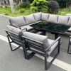 Image 1: Aluminum Garden Sofa Set with Adjustable Dining Table