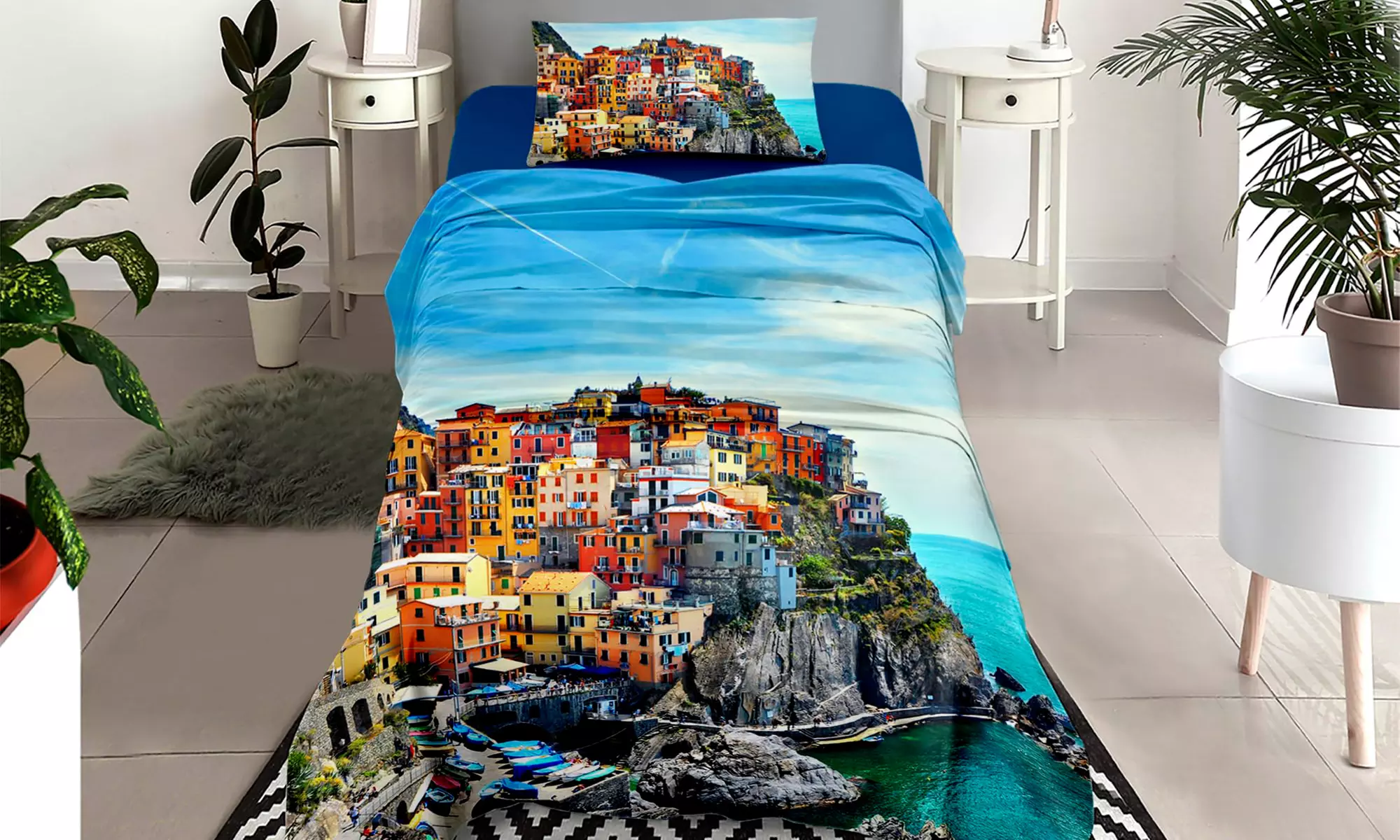 Completo lenzuola in cotone con stampa digitale