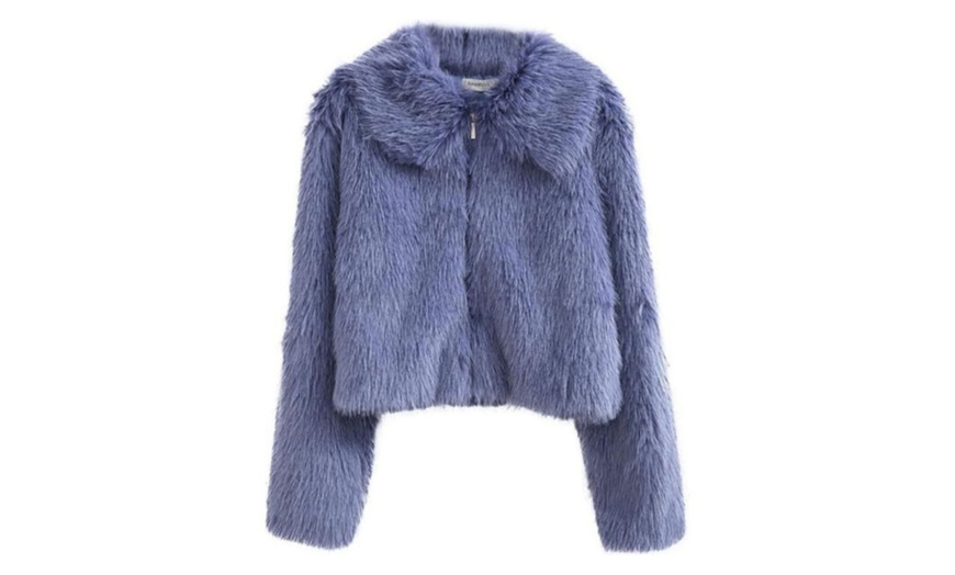 Image 6: Women's Warm Faux Fur Zipper Jacket