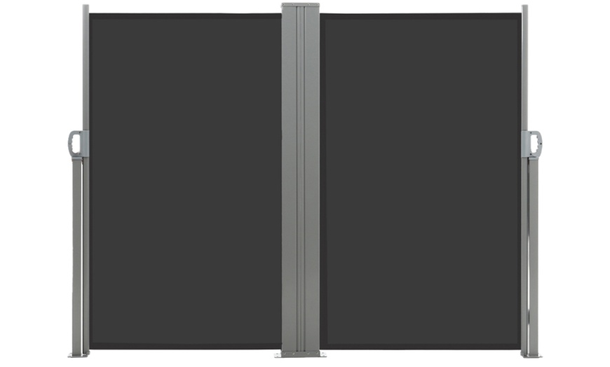 Image 2: Outdoor Retractable Polyester Privacy Two-Side Awning