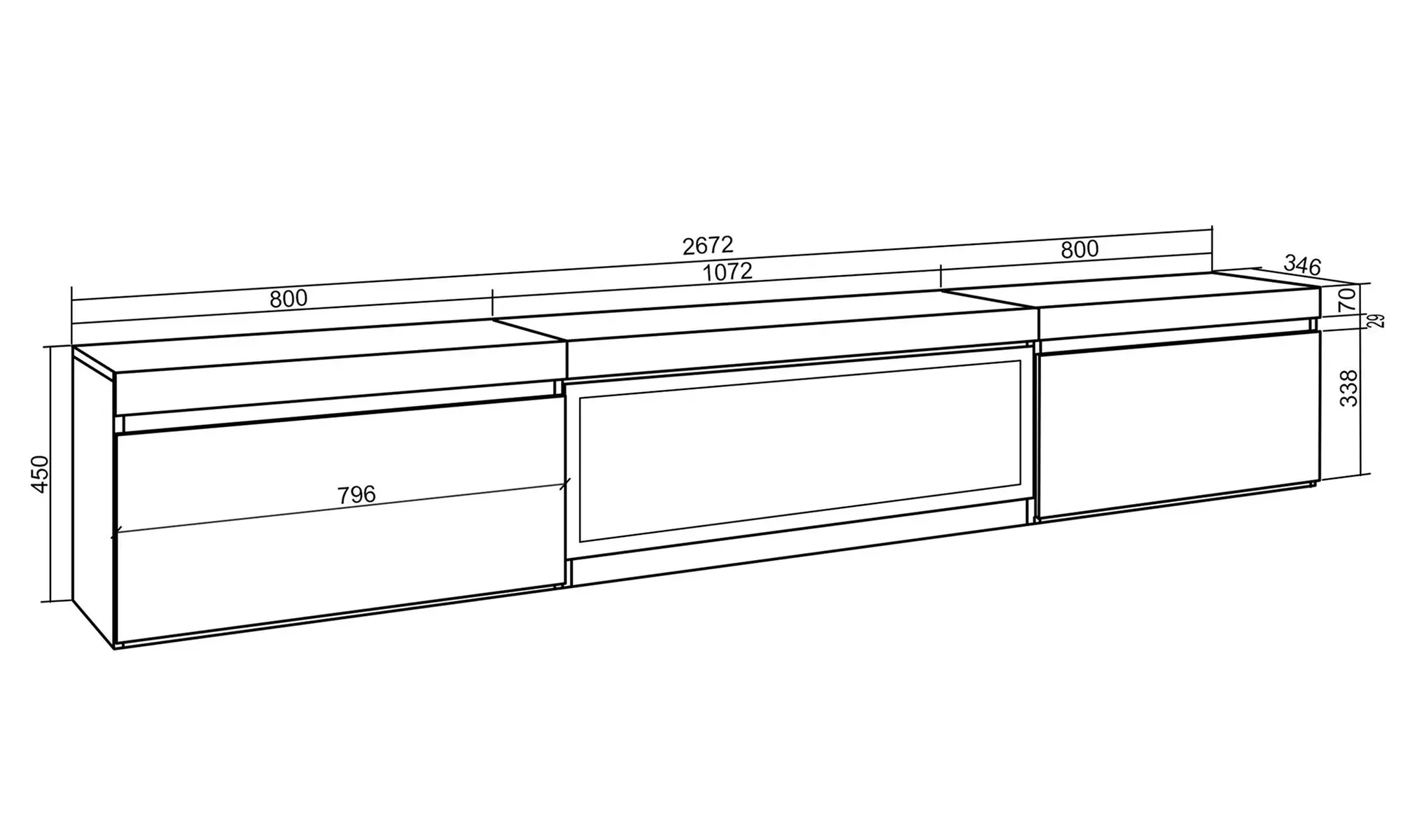 TV-Möbel opt. mit elektrischem Kamin