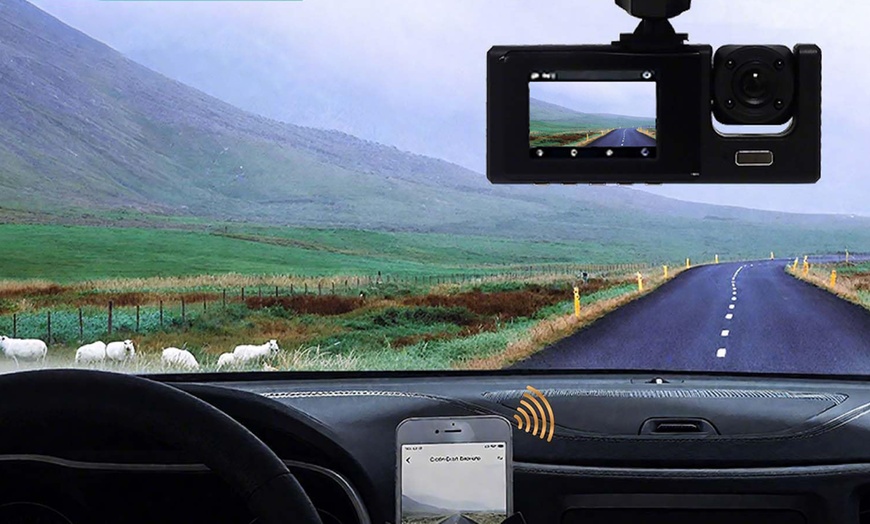 Image 3: Alivio Night Vision Full HD Dual Dash Camera 1080P with G-Sensor