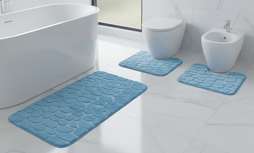Image 3: Ensemble de 3 tapis de bain antidérapants en mousse à mémoire de forme