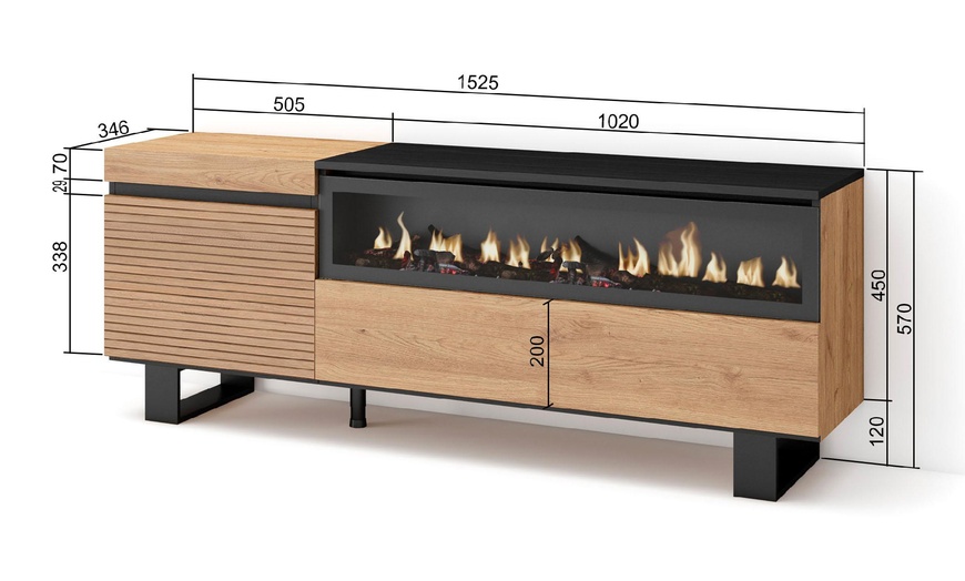 Image 12: Mueble para TV con acabado en roble y opción a chimenea eléctrica