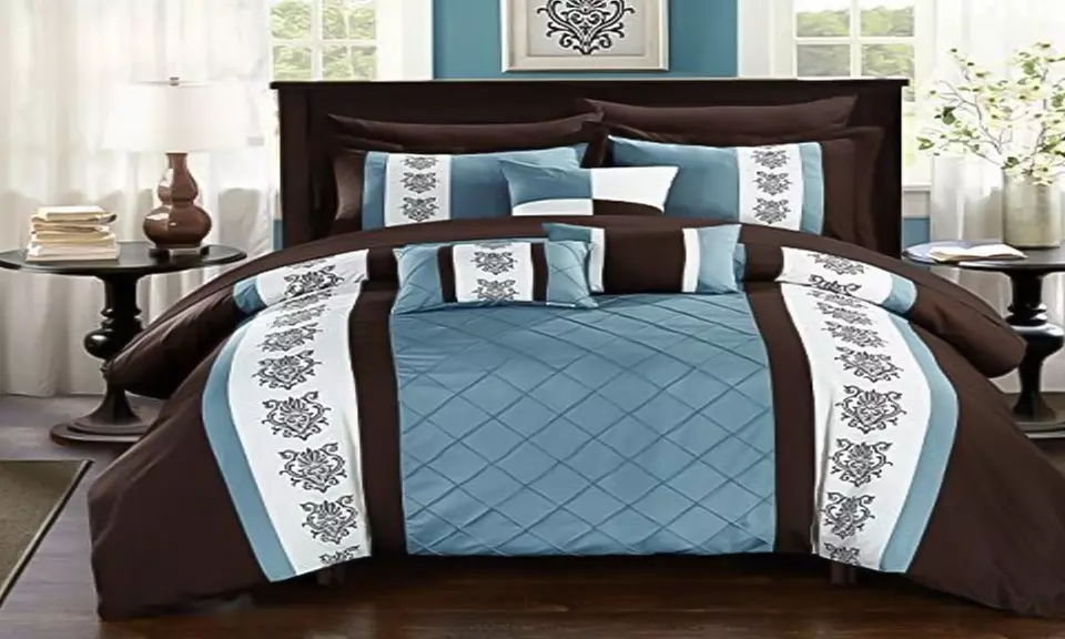 Chic Home Clayton 10-Piece Pintuck Embroidered Comforter Set