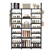 Image 2: Three-Column Nine-Tier Black Metal Shoe Rack