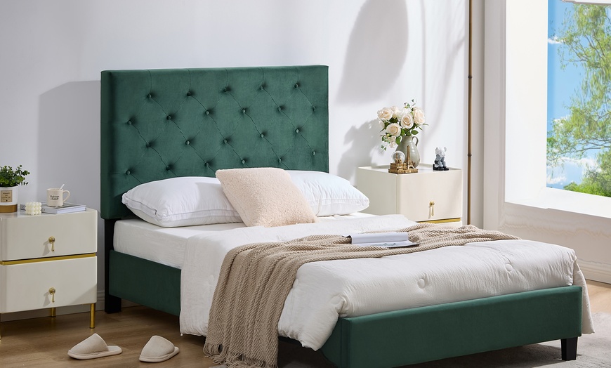 Image 2: King or Double Bed Frames with Adjustable Upholstered Headboards