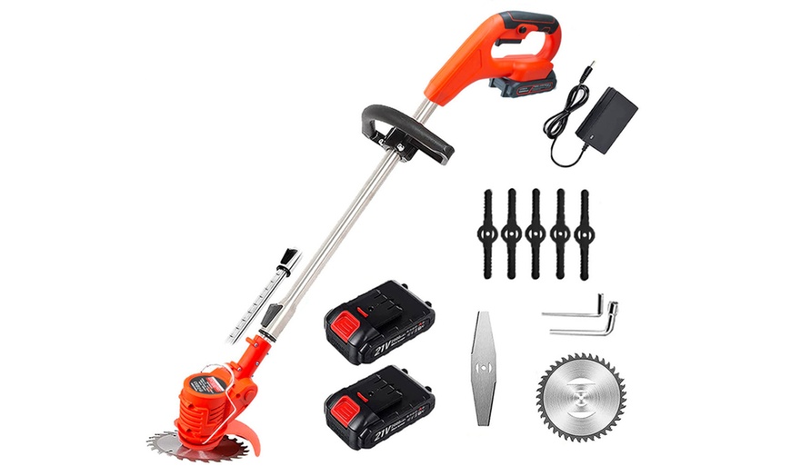 Image 2: Desbrozadora y cortacésped inalámbrico con doble batería de 36 W