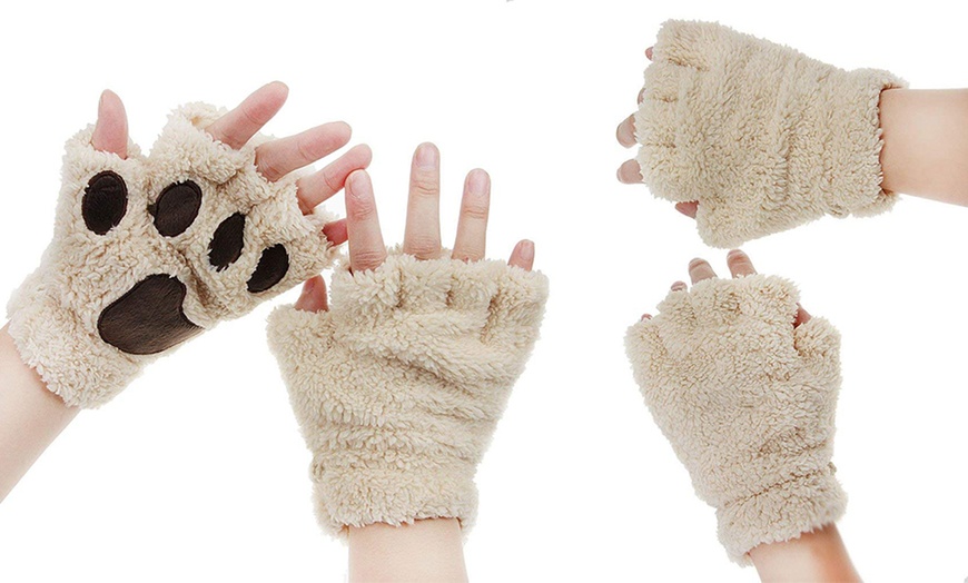 Image 6: Fingerless Paw Winter Gloves