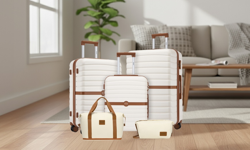 Image 1: Ensemble de bagages et sacs de voyage crème 