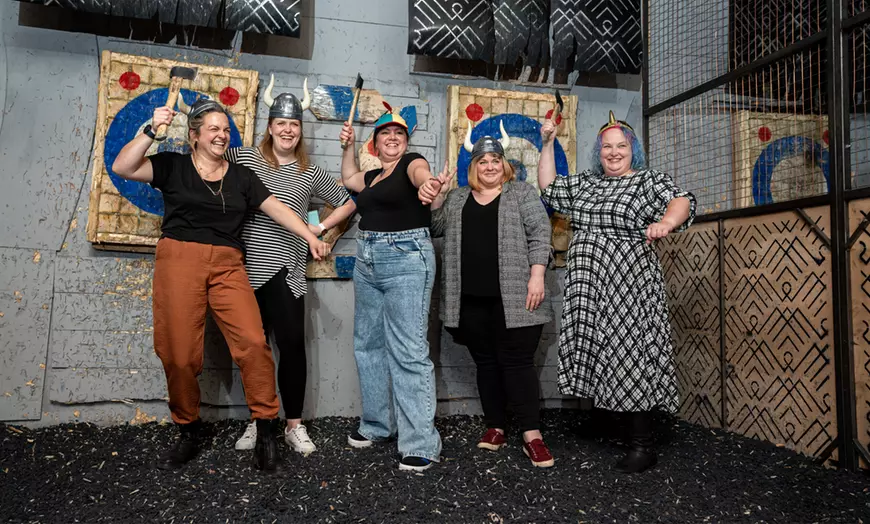 Image 1:  Axe Throwing Coached Session or Game Session for Up to Four People