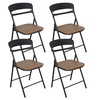 Image 2: Juego de 4 sillas plegables de metal con asiento de madera