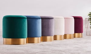 Velvet Ottoman Storage Stool