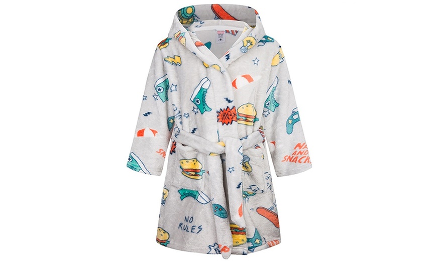 Image 7: Childern Hooded Flannel Fleece Robe