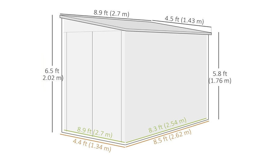 Image 11: Outsunny Galvanised Metal Garden Shed with Foundation Kit 5ft x 9ft 