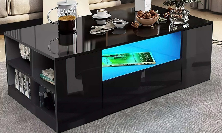 Image 1: High Gloss LED Coffee and Side Table Range