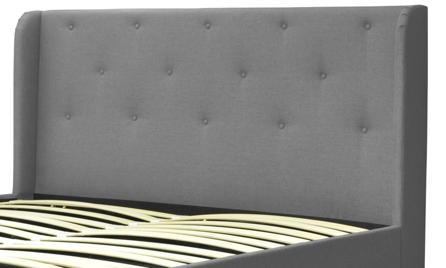 Image 10: Lit coffre "Curve" en tissu avec espace de rangement, Sampur