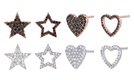 Mono-orecchino Stud decorato con cristalli zirconi disponibili in 2 colori e 4 modelli