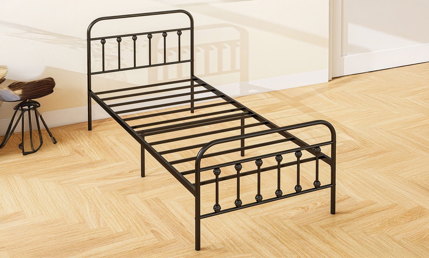 Image 12: HomCom Metal Bed Frames in Various Sizes and Colours