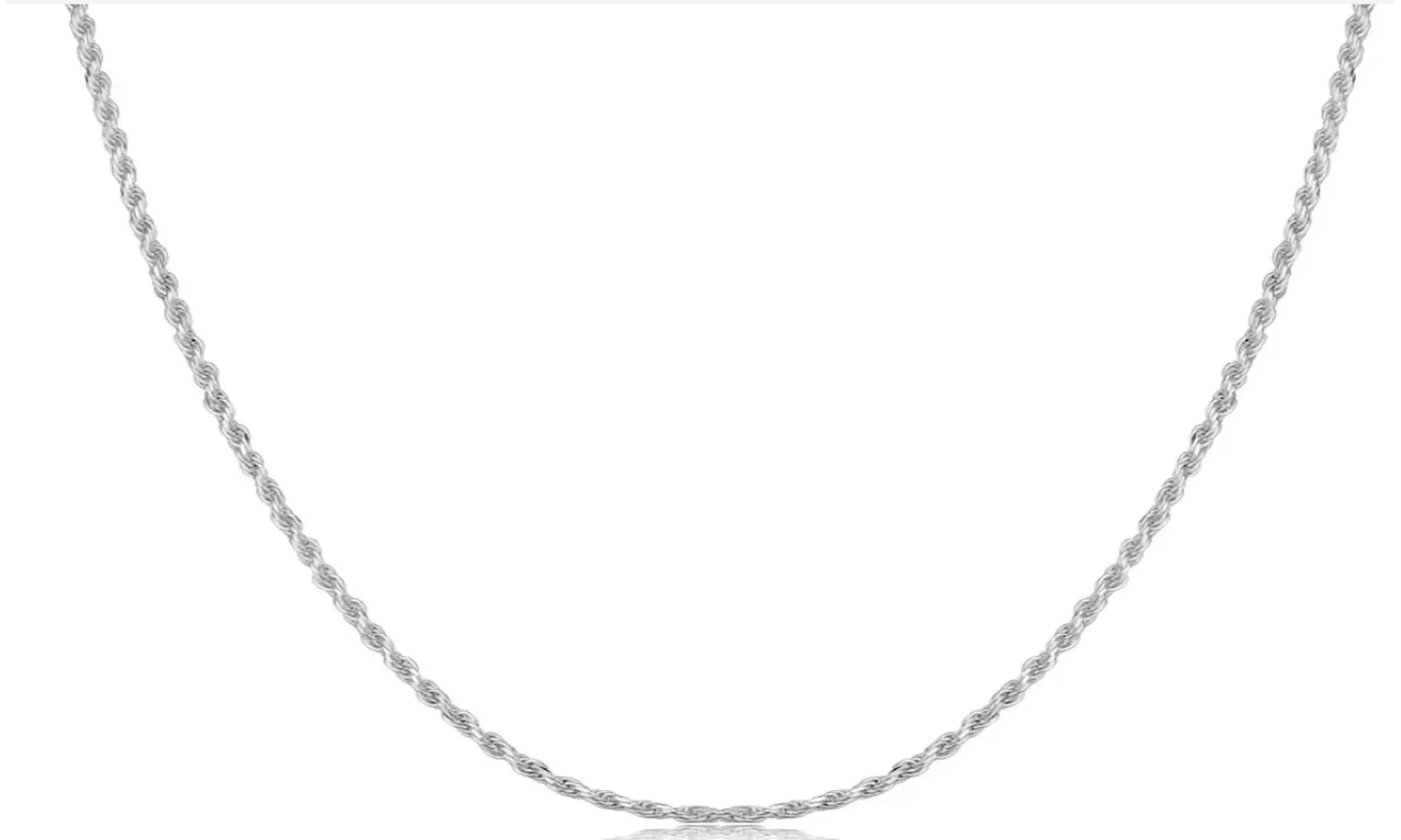 925 Sterling Silver Rope Chain Necklace – 3 Colors, 6 Sizes