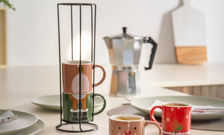 Image 7: Set di 4 tazzine da caffè in stile natalizio