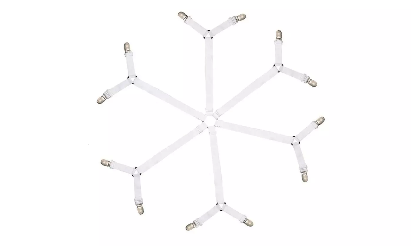 Bed Suspender Straps Mattress Fastener 6 Sides Holder Grippers Sheet Clips