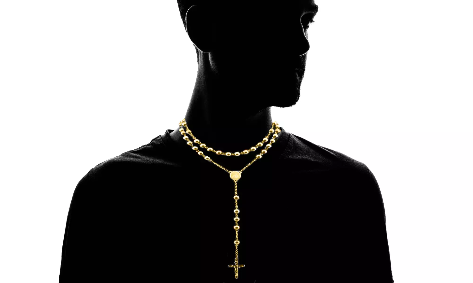 18K Gold Plated Diamond Cut Rosary - Second Medium