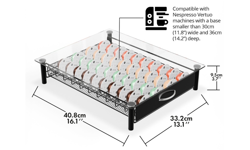 Image 10: Homiu Coffee Pod Storage Drawer for Nespresso, Tassimo or Vertuo