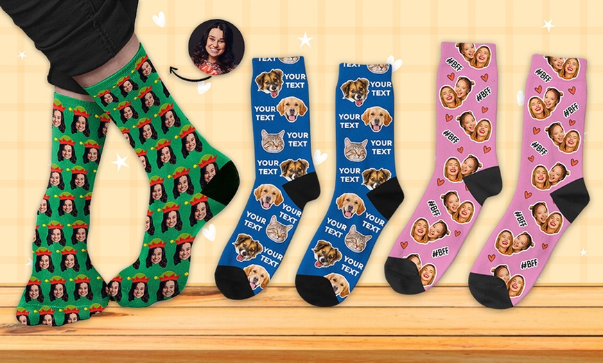 Image 5: Custom Photo Socks from Justyling — Perfect Gift  (Up to 83% Off)