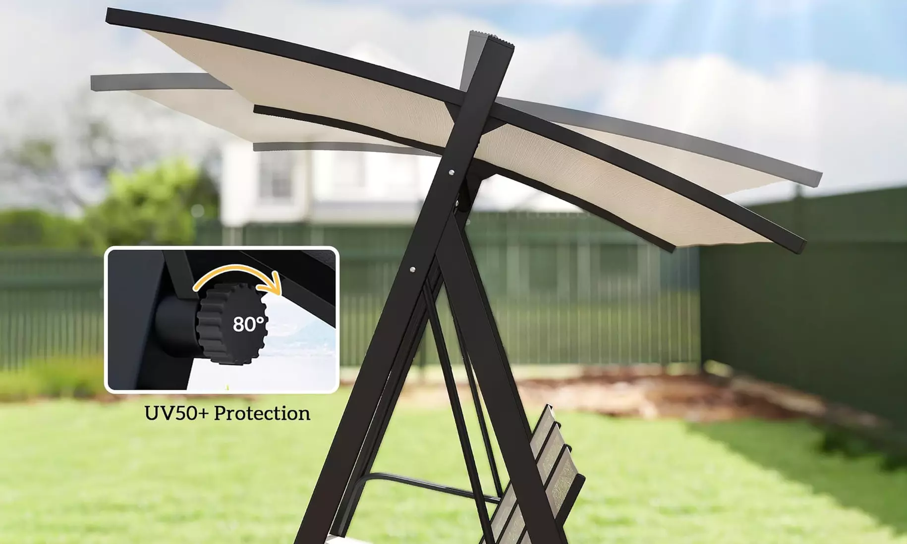 Outsunny 3-Seater Garden Swing Chair; Metal or Wooden Frame