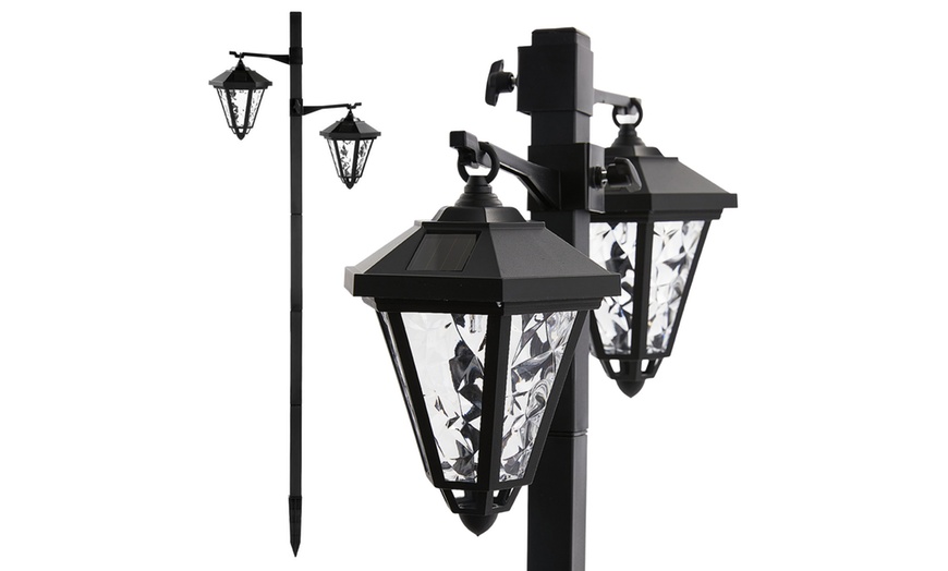 Image 7: One or Two 1.4m Twin-Head Solar Warm White LED Lamp Post Lights