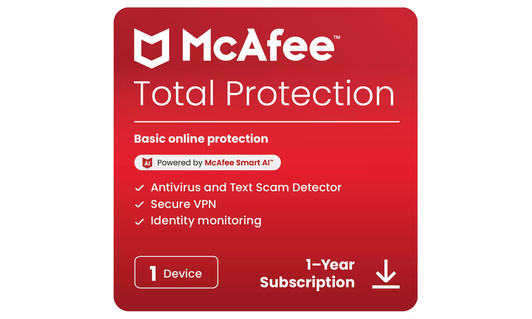 Secure your devices for One year with McAfee Total Protection 2025 and Save up to 85% - Primary Image