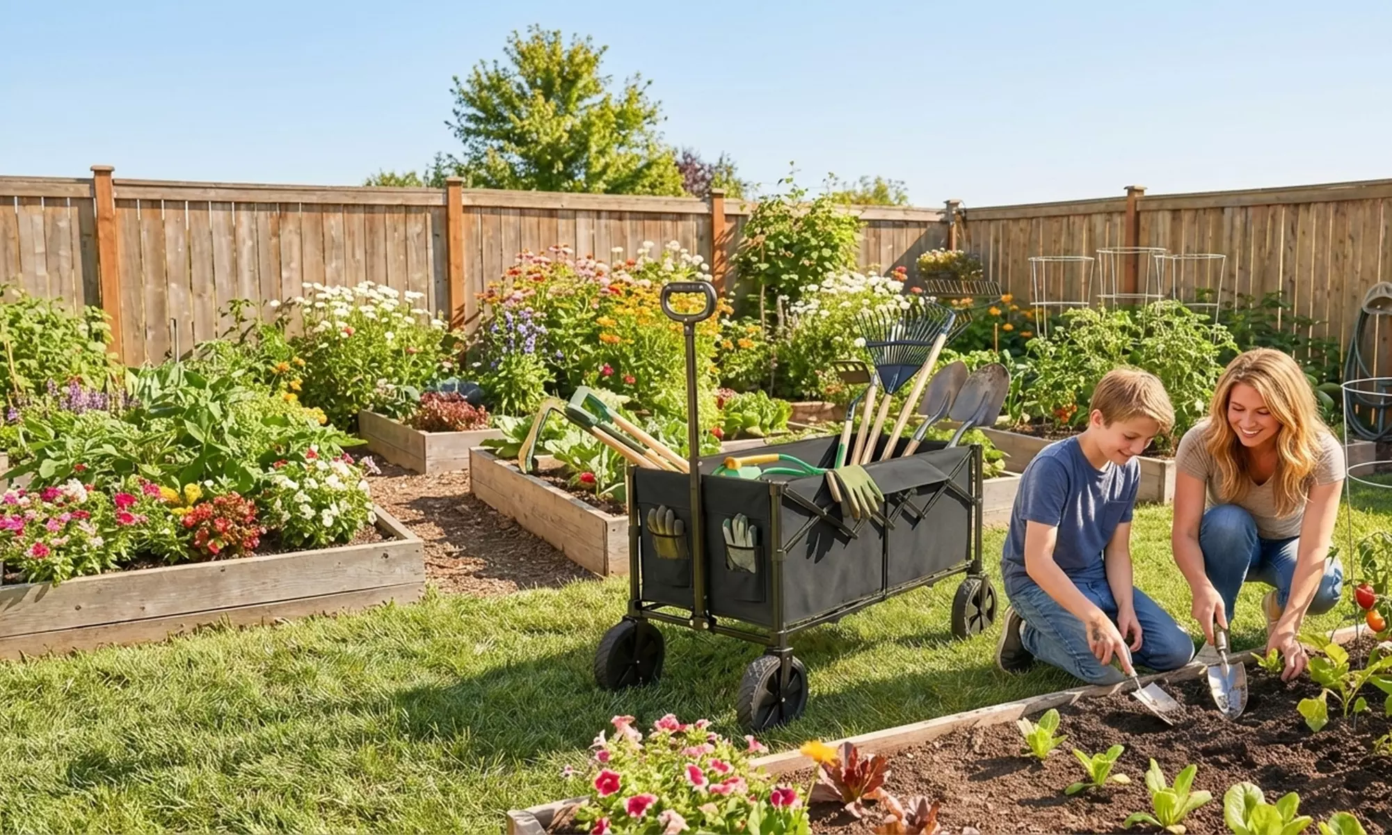 Outsunny Heavy-Duty Folding Wagon Cart
