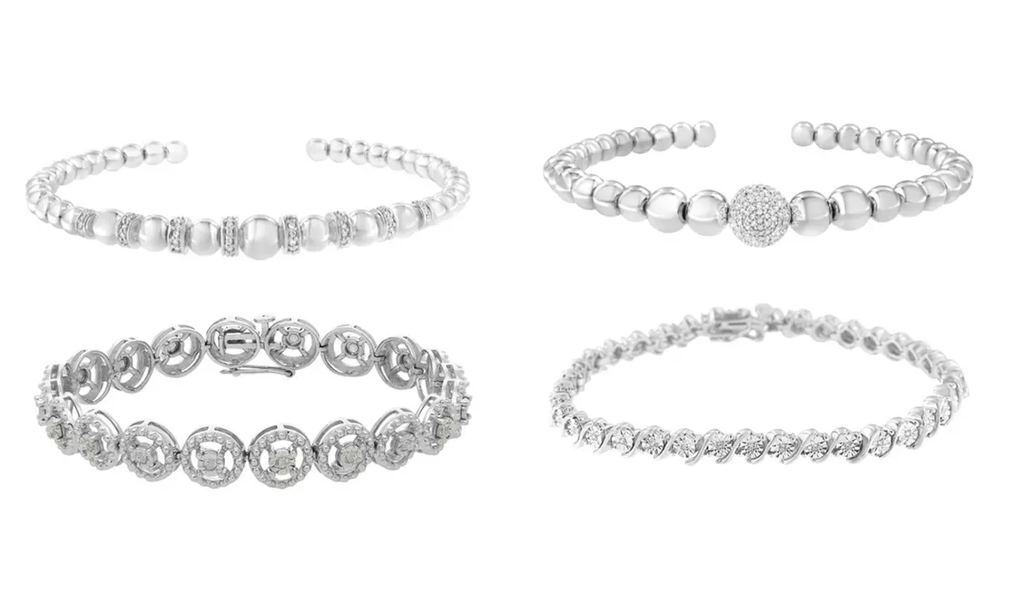 Sterling Silver & Genuine Diamond Bracelet Collection