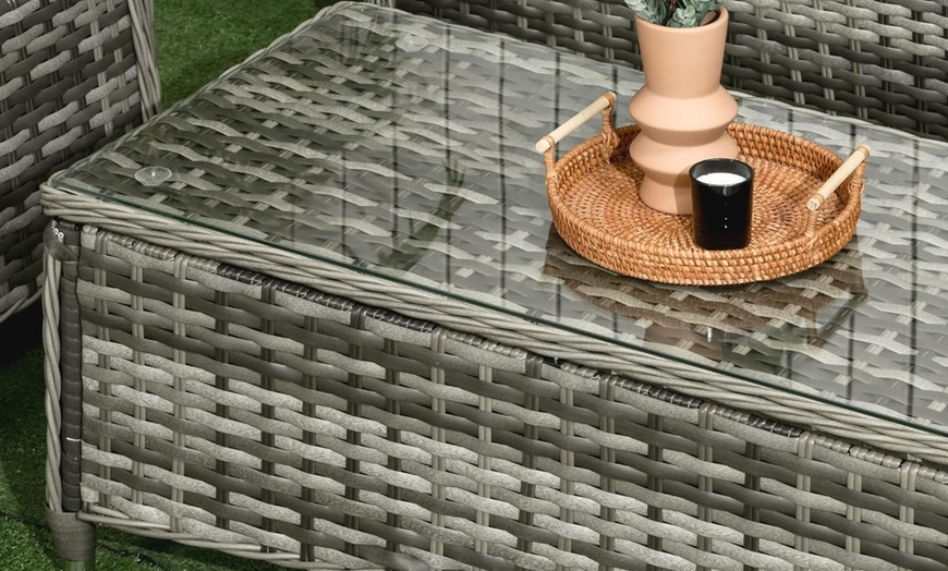 Image 7: Four-Piece Outsunny Rattan-Effect Wicker Sofa Set